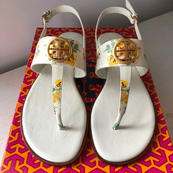Tory Burch Shoes - NEW Tory Burch Benton 2 Flat Thong Sandal Printed Calf Leather Rose Floral